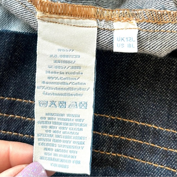 Boden Classic Blue Denim A-Line Skirt Contrast Stitching Cotton Preppy Size 8L - Picture 7 of 8